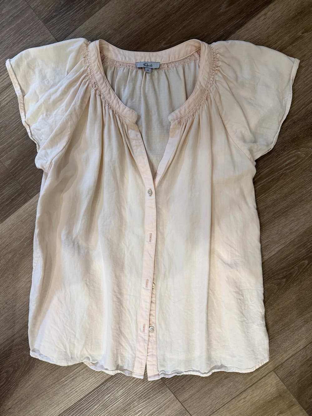 Rails Pale Pink Short Sleeve Button Front Blouse